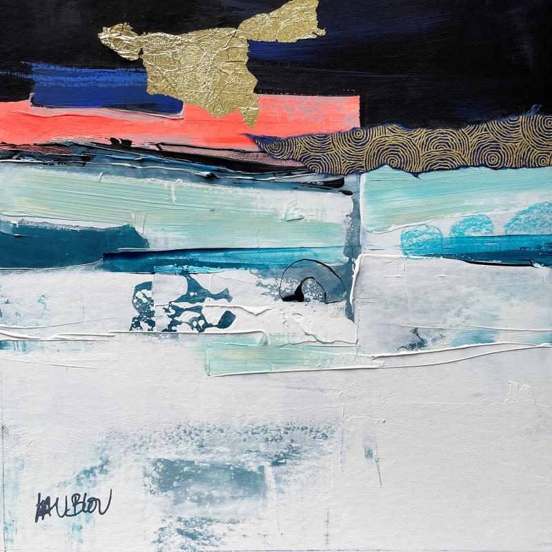 Painting Ecume-1 by Lau Blou | Painting Abstract Landscapes Cardboard Acrylic Gluing Gold leaf
