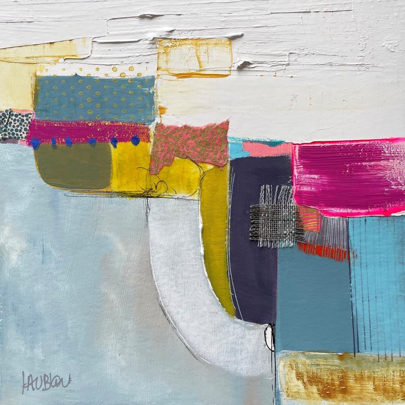 Painting ST1008 by Lau Blou | Painting Abstract Landscapes Cardboard Acrylic Gluing Gold leaf