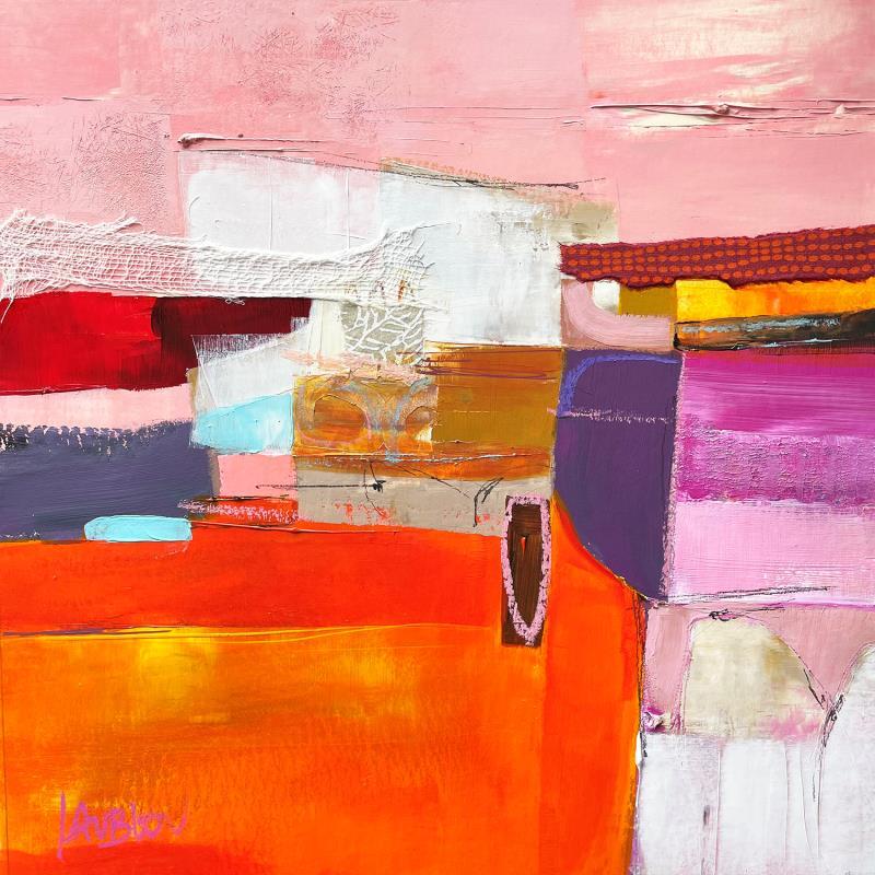 Painting ST1006 by Lau Blou | Painting Abstract Landscapes Cardboard Acrylic Gluing Gold leaf Paper