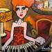 Painting Pianiste à la robe orange by Fauve | Painting Figurative Life style Acrylic