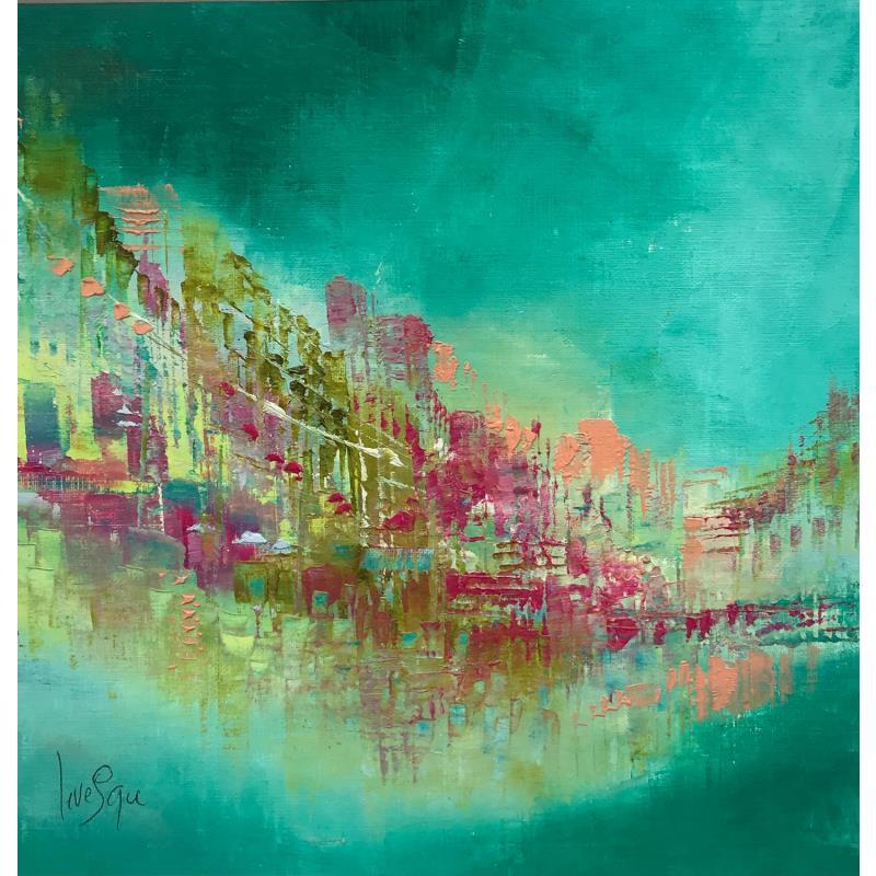 Peinture La ciudad verde par Levesque Emmanuelle | Tableau Figuratif Impressionnisme Urbain Huile