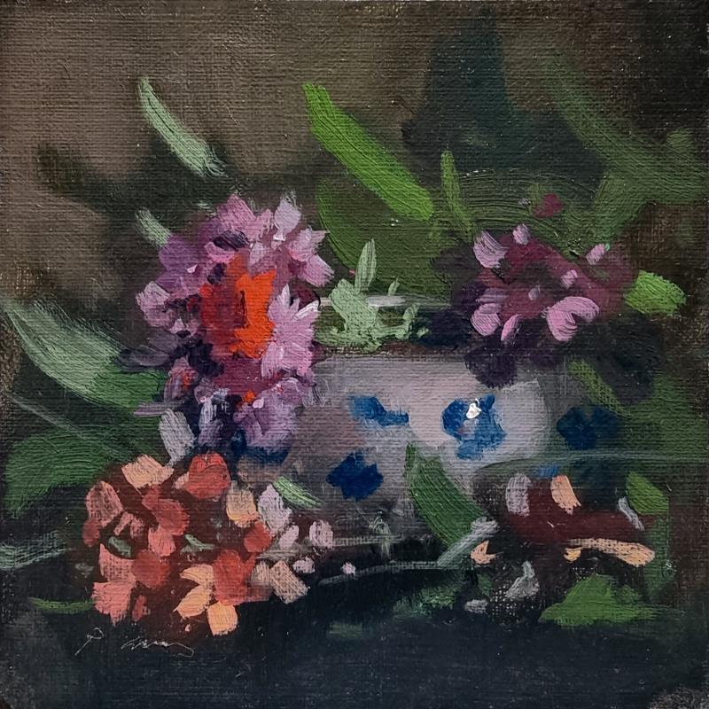 Painting Fleurs et Vase by Giroud Pascal | Painting Figurative Nature Still-life Oil