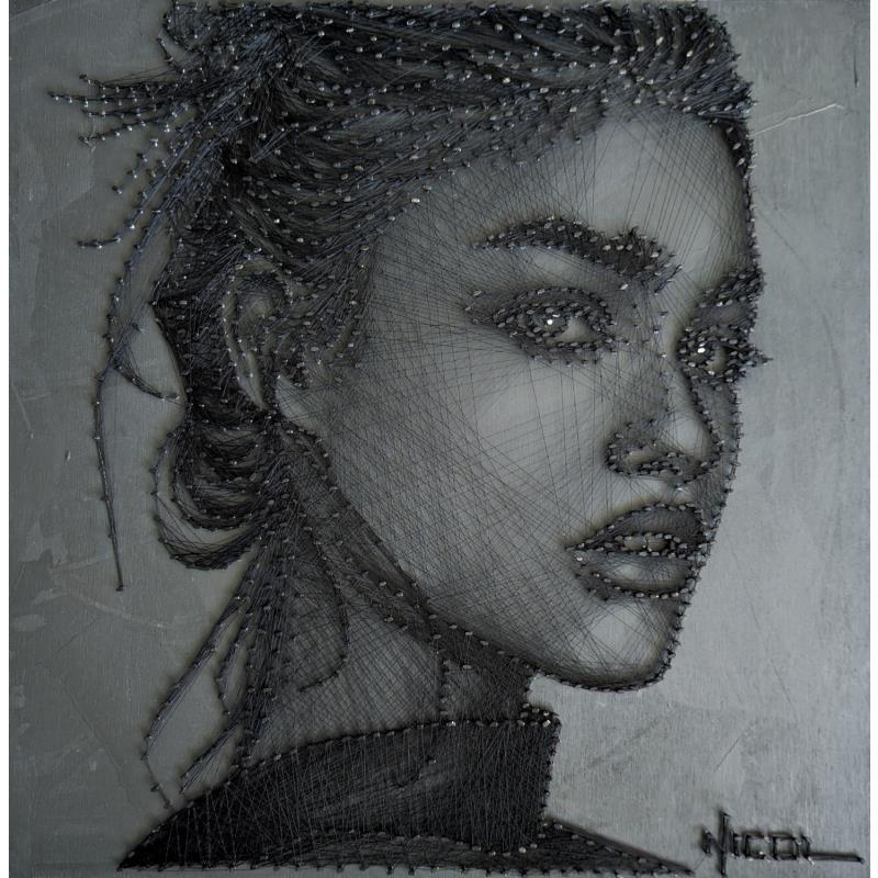 Peinture Annabelle  par Vacaru Nicoleta  | Tableau Figuratif Portraits Bois Métal Acrylique