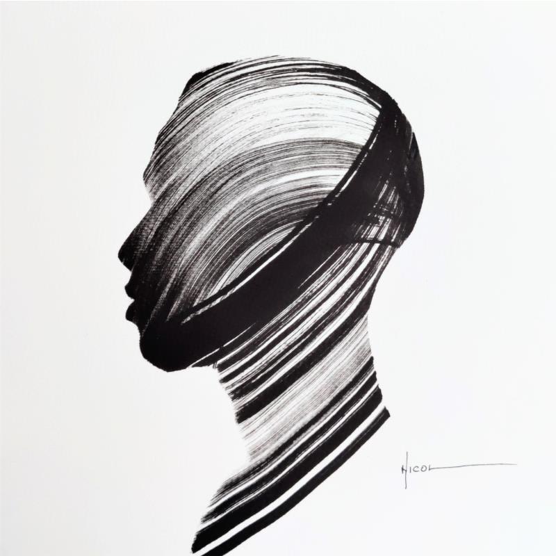 Peinture Time XLI par Nicol | Tableau Figuratif Portraits Encre