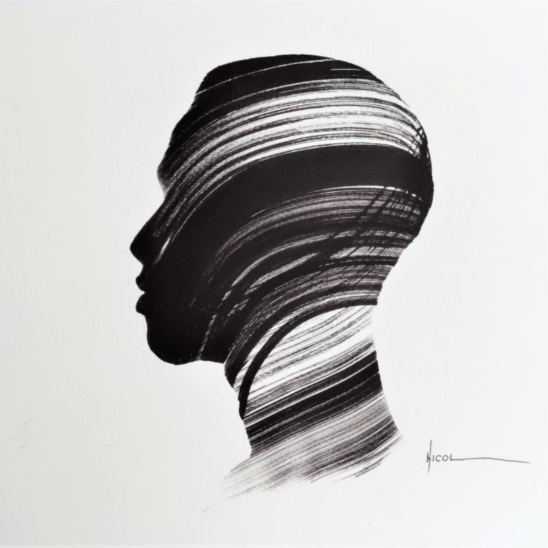 Peinture Time XL par Nicol | Tableau Figuratif Portraits Huile Encre