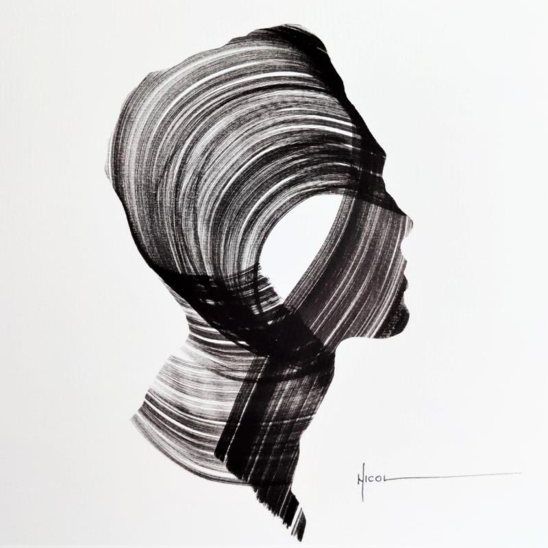 Peinture Time XLVI par Nicol | Tableau Figuratif Portraits Encre