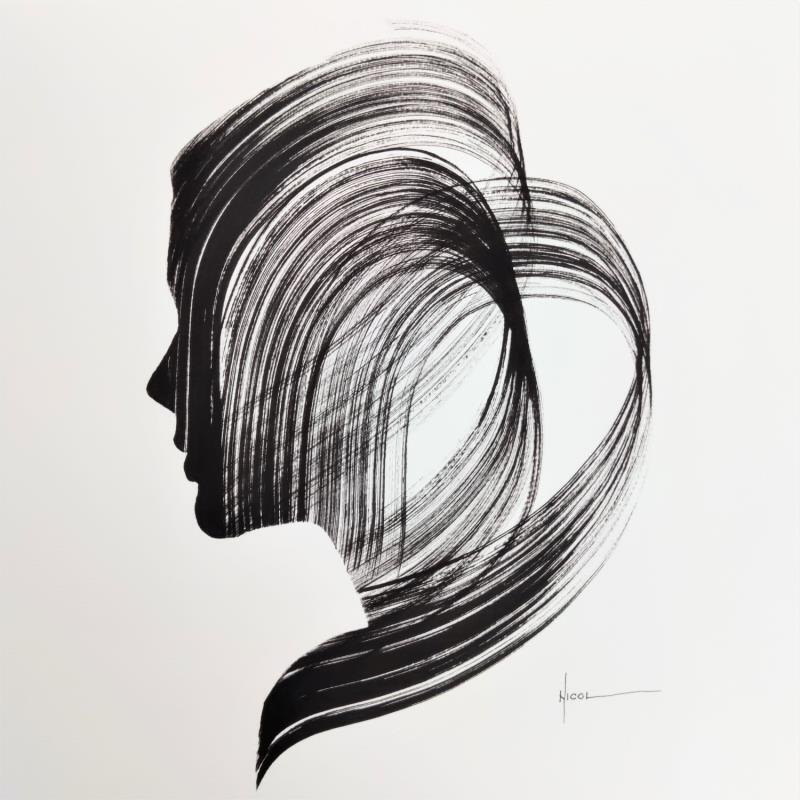 Peinture Time LVI par Nicol | Tableau Figuratif Portraits Encre