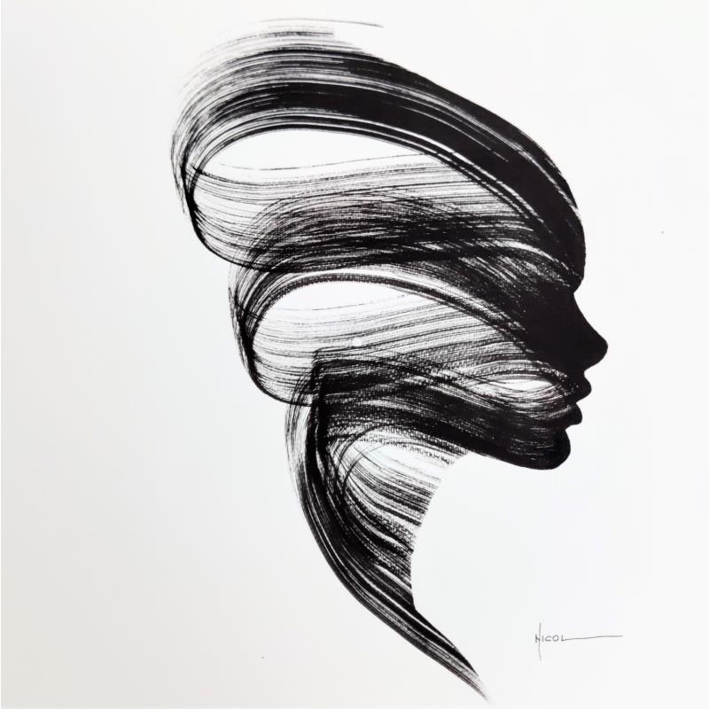 Peinture Time LXIV par Nicol | Tableau Figuratif Portraits Encre