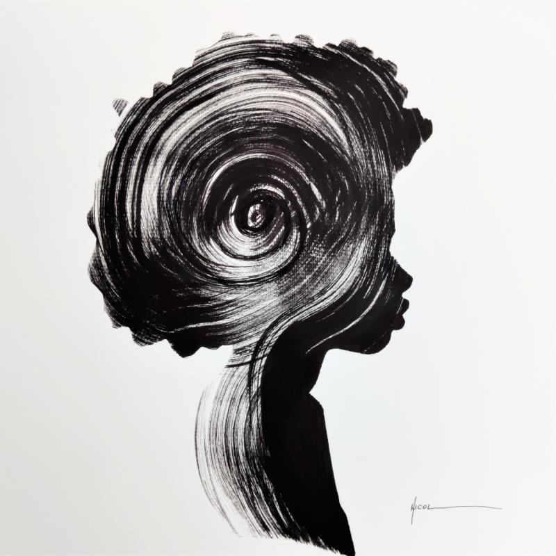 Peinture Time LIX par Nicol | Tableau Figuratif Portraits Encre