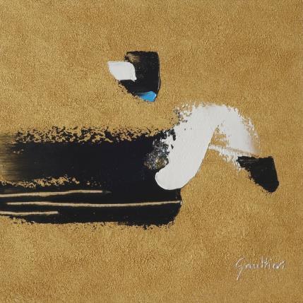 Painting En noir et or by Gaultier Dominique | Painting Abstract Oil Minimalist