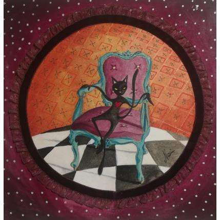 Gemälde Cat relax  von Nai | Gemälde Surrealismus Acryl, Textil Pop-Ikonen