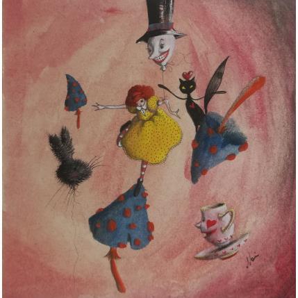 Painting Alice tra funghi e tè by Nai | Painting Surrealism Acrylic, Gluing Pop icons