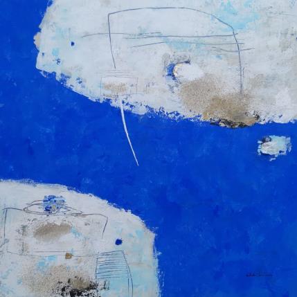 Peinture abstract blue D 43 par Wilms Hilde | Tableau Abstrait Acrylique, Carton, Collage