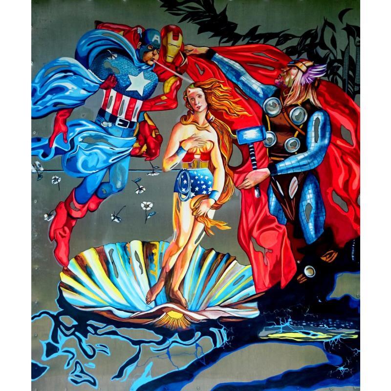 Peinture La naissance de Super Vénus par Medeya Lemdiya | Tableau Pop-art Acrylique, Métal Icones Pop