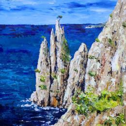 Painting Vertige maritime. Aiguille de l'Eissadon. by Rey Ewa | Painting Figurative Acrylic Landscapes