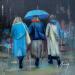 Painting Conversation sous la pluie by Jung François | Painting Figurative Oil