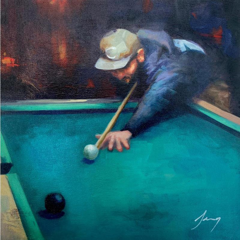 Peinture Partie de billard par Jung François | Tableau Figuratif Huile
