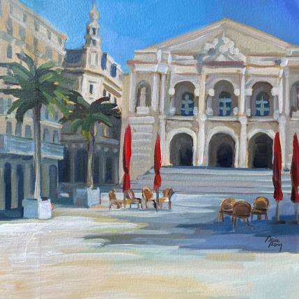 Peinture La place de l'opéra , Toulon par Alice Roy | Tableau Figuratif Acrylique Architecture