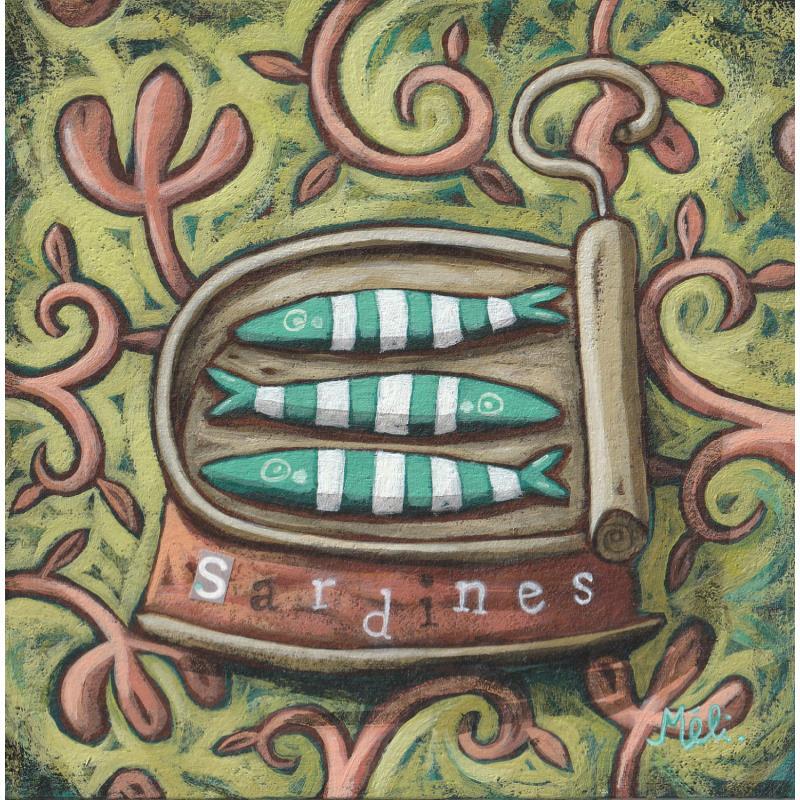 Painting Boîte de sardines by Catoni Melina | Painting Naive art Animals Still-life Acrylic