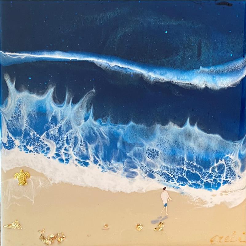 Painting La magie de la plage  by Aurélie Lafourcade painter | Painting Figurative Landscapes Marine Life style Acrylic Resin