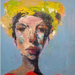 Peinture Red and Blue par Yavru Irfan | Tableau Figuratif Huile Portraits