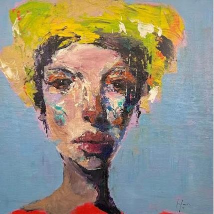 Painting Red and Blue by Yavru Irfan | Painting Figurative Oil Portrait