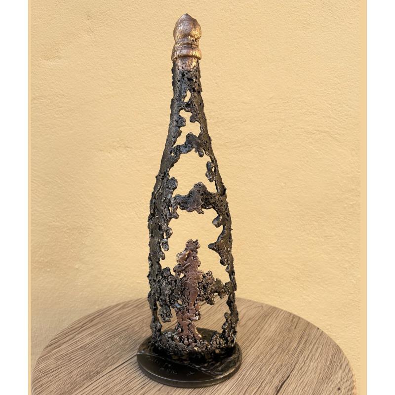 Sculpture Bouteille champagne 69-23 par Buil Philippe | Sculpture Figuratif Scènes de vie Société Métal Bronze