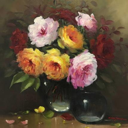Peinture So flores par Chico Souza | Tableau Figuratif Huile Natures mortes