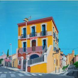 Painting La porte de Sauvian by Coueffic Sébastien | Painting Figurative Oil Architecture
