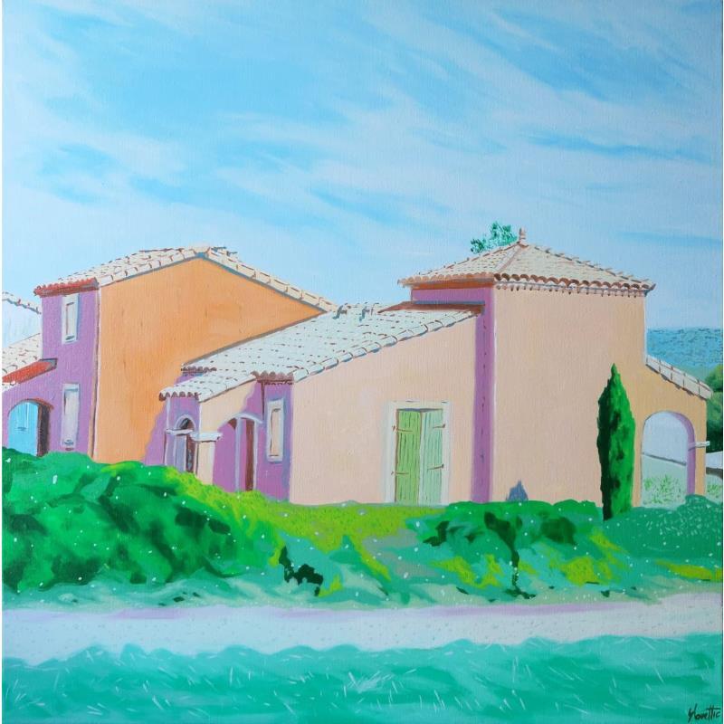 Painting Villa du lac Jouarres  by Coueffic Sébastien | Painting Figurative Architecture Oil