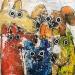 Painting 5 Dogs by Maury Hervé | Painting Naive art Raw art Animals Acrylic Ink