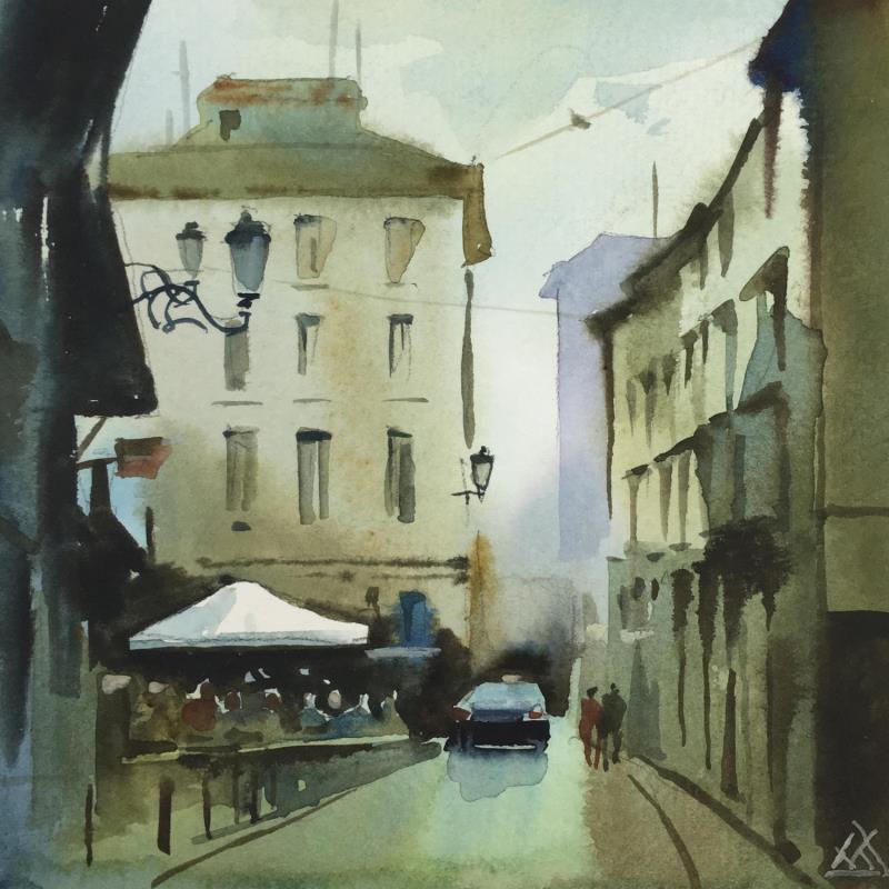 Painting #1807 by Khodakivskyi Vasily | Painting Figurative Urban Watercolor