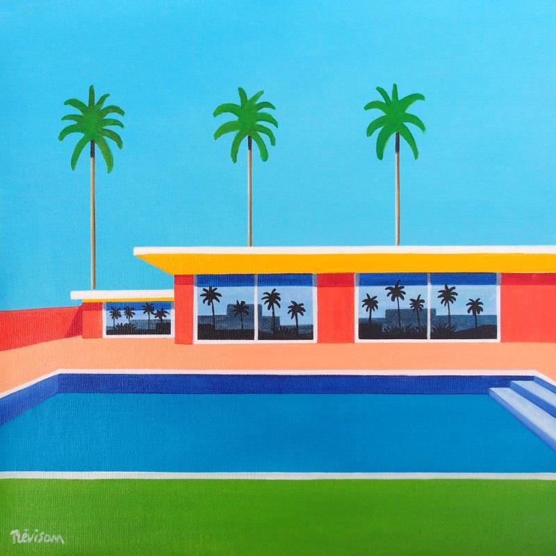 Peinture Big pool par Trevisan Carlo | Tableau Surréalisme Sport Nature Architecture Huile