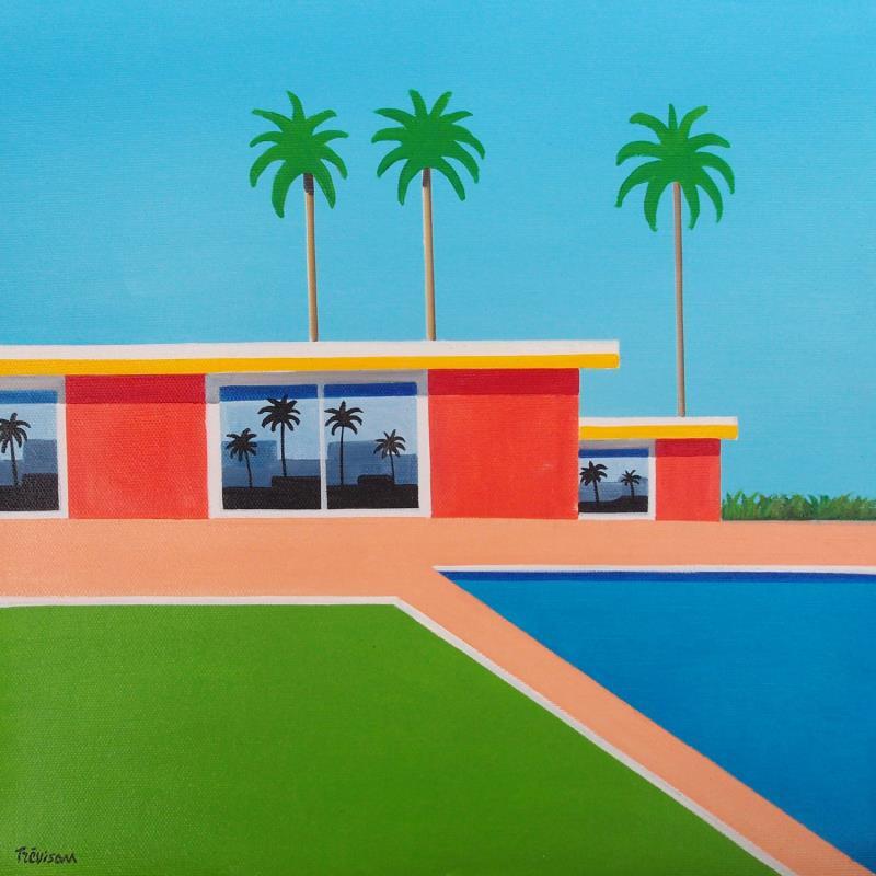 Peinture Pink pool par Trevisan Carlo | Tableau Surréalisme Sport Nature Architecture Huile