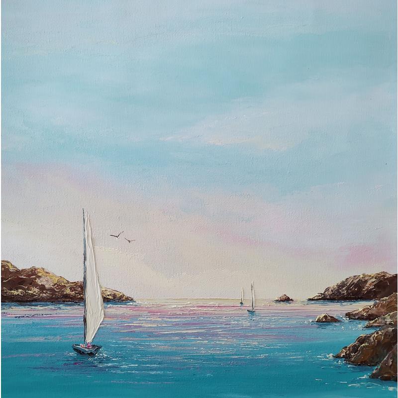 Peinture C'est une belle journée par Blandin Magali | Tableau Figuratif Paysages Huile