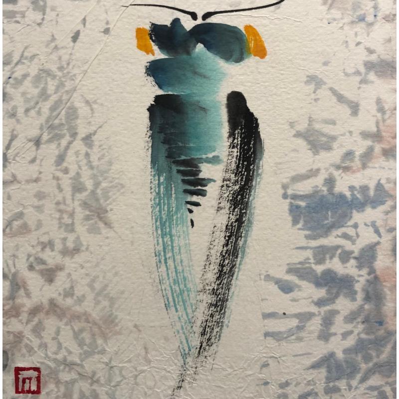 Gemälde La cigale bleue von De Giorgi Mauro | Gemälde Figurativ Tiere Tinte