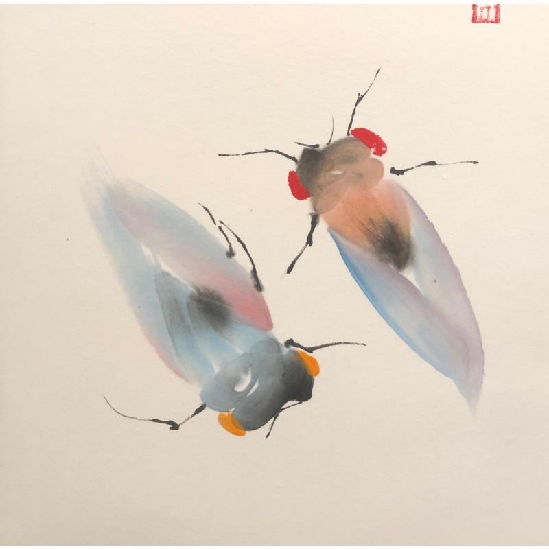 Painting Les cigales by De Giorgi Mauro | Painting Figurative Animals Ink