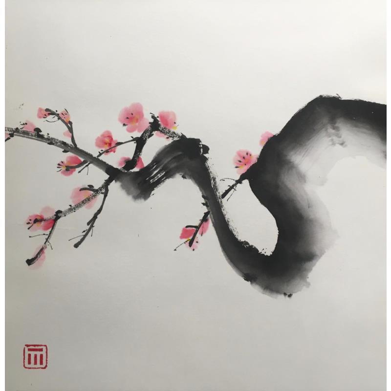 Gemälde Les fleurs roses von De Giorgi Mauro | Gemälde Figurativ Natur Tinte