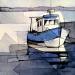 Painting BATEAU à QUAI by Langlois Jean-Luc | Painting Figurative Marine Watercolor