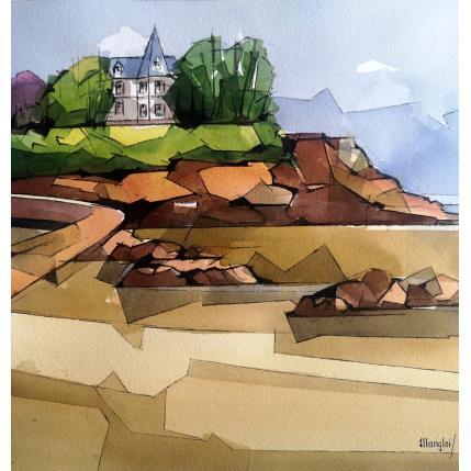 Peinture En BRETAGNE Villa par Langlois Jean-Luc | Tableau Figuratif Aquarelle Marine