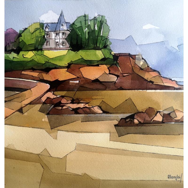 Gemälde En BRETAGNE Villa von Langlois Jean-Luc | Gemälde Figurativ Marine Aquarell