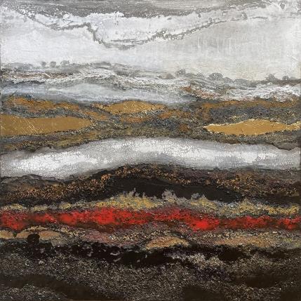 Peinture RED SEDIMENTS C100-16-A par Boiteux Etienne | Tableau Abstrait Acrylique, Feuille d'or