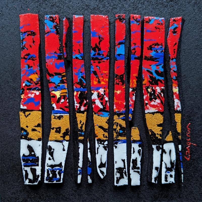 Gemälde bc11 impression rouge or blanc von Langeron Luc | Gemälde Materialismus Holz Acryl Harz