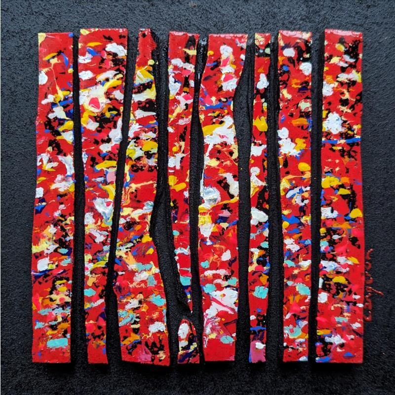 Peinture bc8 touche rouge multi par Langeron Luc | Tableau Matiérisme Bois Acrylique Résine