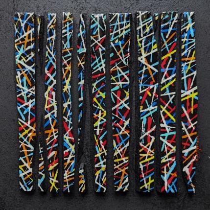 Peinture bc10 croisé rouge bleu vert par Langeron Luc | Tableau Matiérisme Acrylique, Bois, Résine