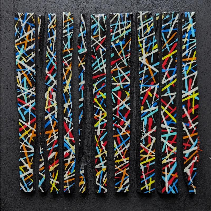 Painting bc10 croisé rouge bleu vert by Langeron Luc | Painting Subject matter Wood Acrylic Resin