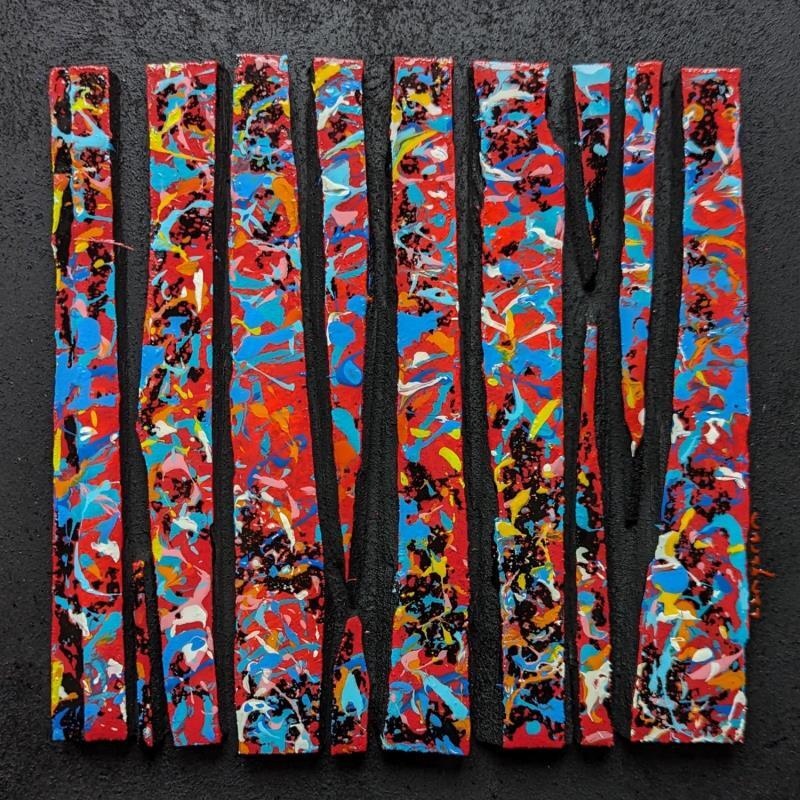 Painting bc10 impression rouge multi by Langeron Luc | Painting Subject matter Wood Acrylic Resin