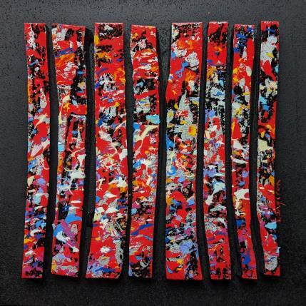 Peinture bc8 touche rouge argent bleu blanc par Langeron Luc | Tableau Matiérisme Acrylique, Bois, Résine
