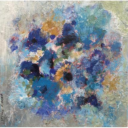 Peinture Je suis fleur bleue par Rocco Sophie | Tableau Art Singulier Acrylique, Collage, Sable Nature