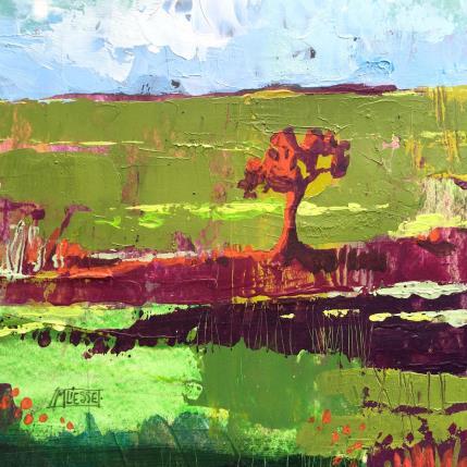 Painting Prairie sauvage by Bertre Flandrin Marie-Liesse | Painting Figurative Acrylic, Gluing Landscapes, Nature